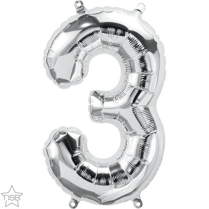 Air Filled 16" Silver Number Balloons