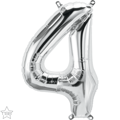 Air Filled 16" Silver Number Balloons
