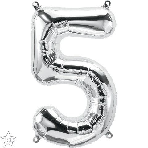 Air Filled 16" Silver Number Balloons