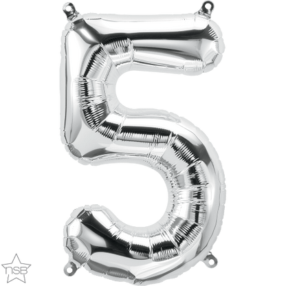 Air Filled 16" Silver Number Balloons