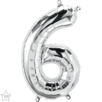 Air Filled 16" Silver Number Balloons