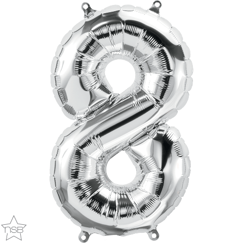 Air Filled 16" Silver Number Balloons