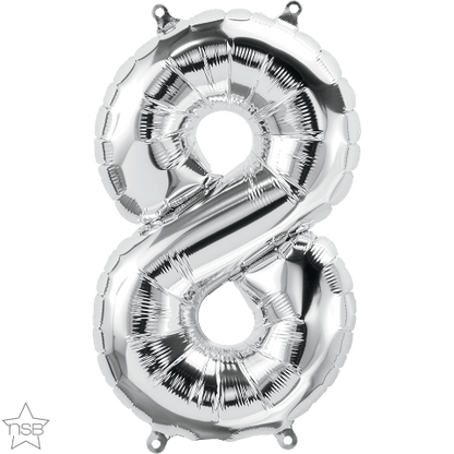 Air Filled 16" Silver Number Balloons