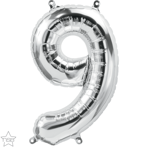Air Filled 16" Silver Number Balloons