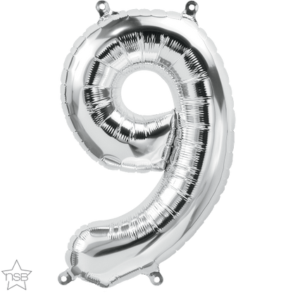Air Filled 16" Silver Number Balloons
