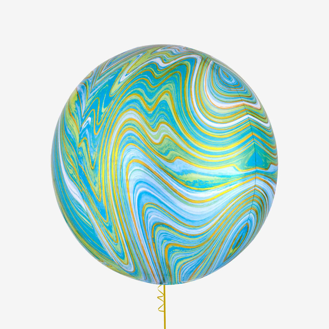 Blue Green Marblez Orbz XL Foil Balloon