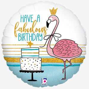 Fabulous Flamingo Birthday Holographic Foil Balloon