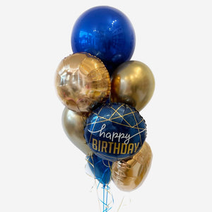 Happy Birthday Navy Sparkles Balloon Bouquet