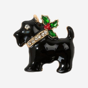 Christmas Entertainment Scottie Dog Enamel Badge