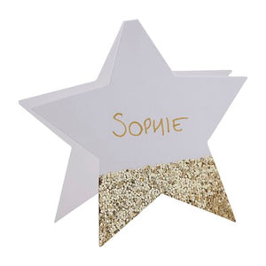 Gold Glitter Star Christmas Place Cards