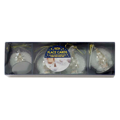Gold Snow Globe Christmas Place Cards