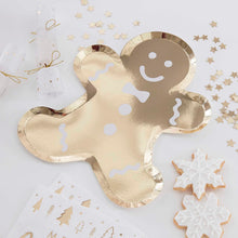 Gold Gingerbread Shaped Christmas Paper Plates