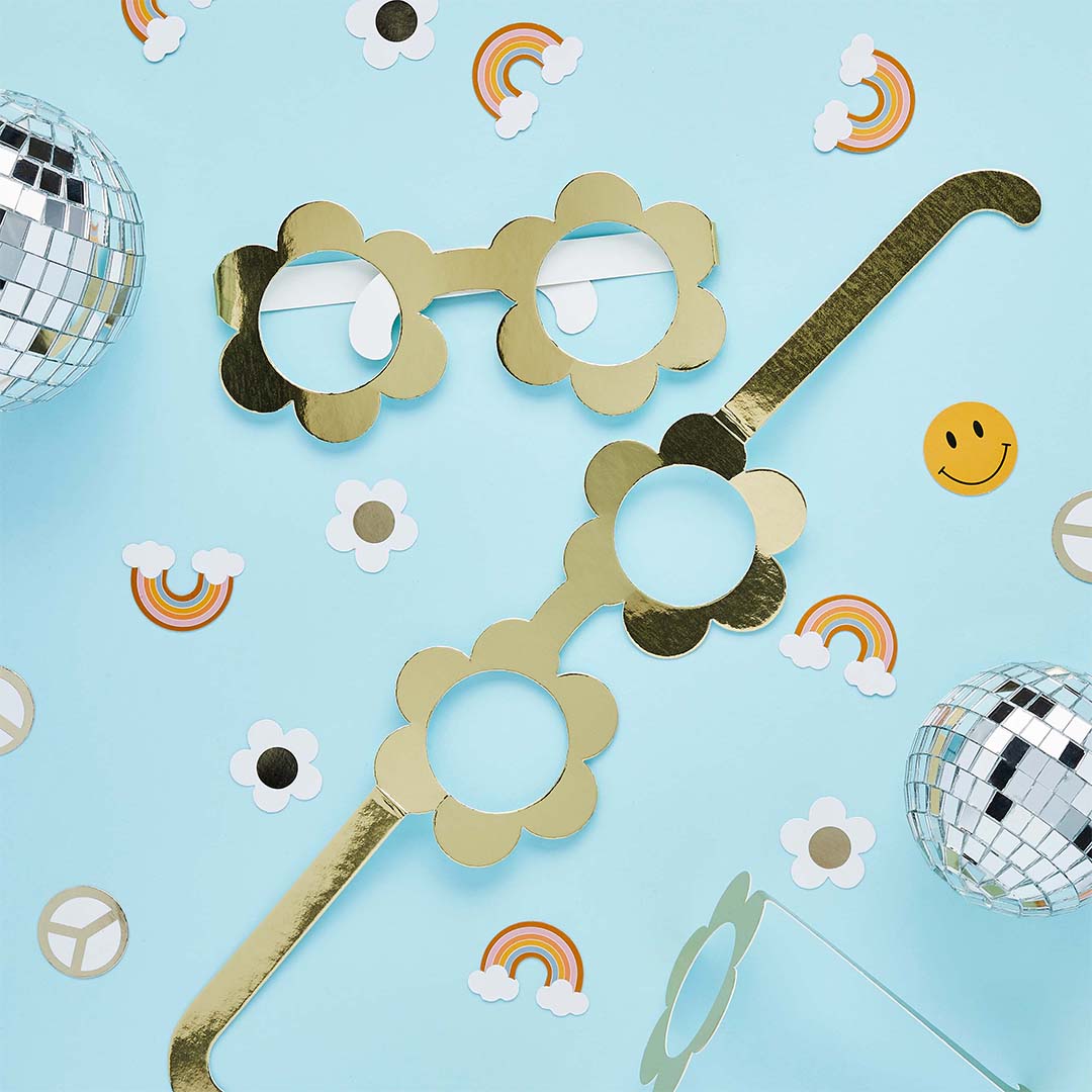 Gold Daisy Paper Glasses 10 Pack