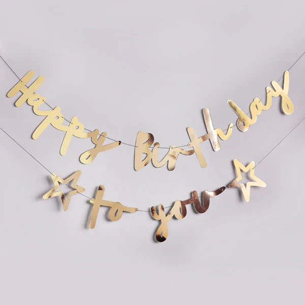 Gold Happy Birthday To You Banner