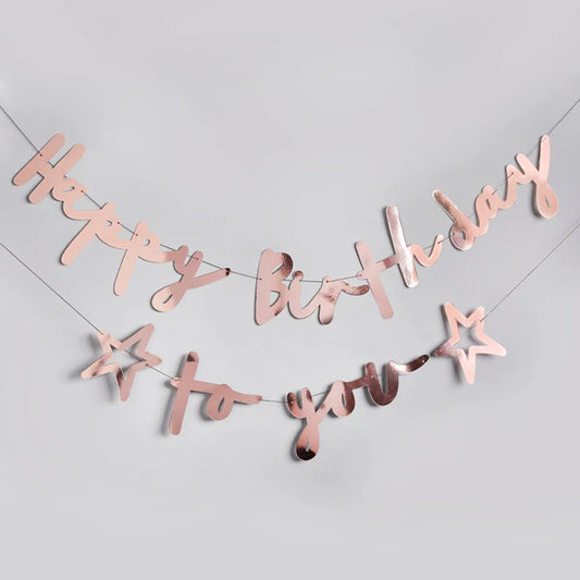 Rose Gold Happy Birthday To You Banner