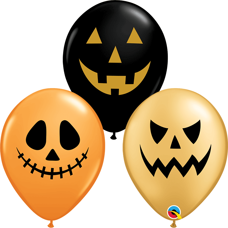 Individual 11” Inflated Latex Jack Faces Halloween Balloon