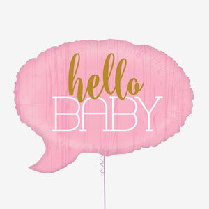 Hello Baby Speech Balloon Shaped Pink Foil Balloon