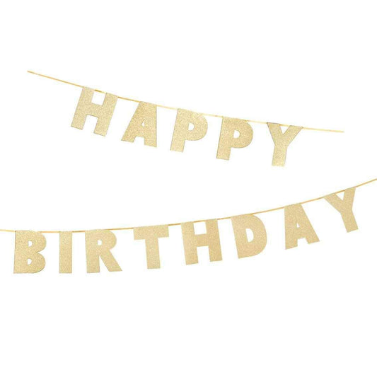 Luxe Gold Happy Birthday Garland Banner