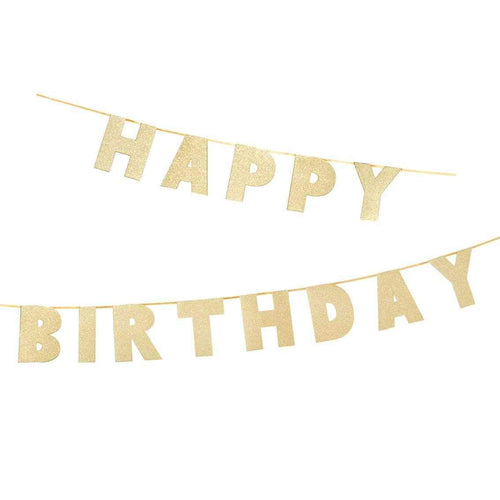 Luxe Gold Happy Birthday Garland Banner