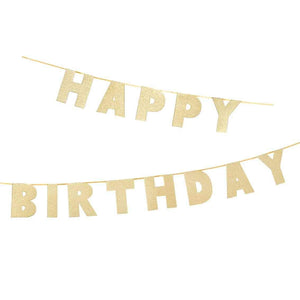 Luxe Gold Happy Birthday Garland Banner