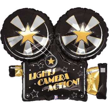 lights camera action helium foil baloon