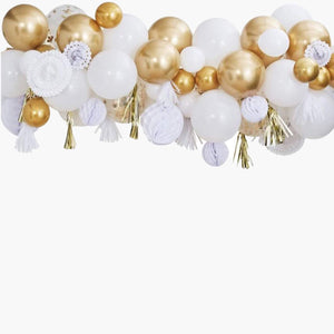 Inflated Gold Balloon And Fan Garland