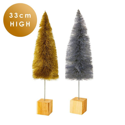 Silver and Gold Bottle Brush Christmas Tree Decorations