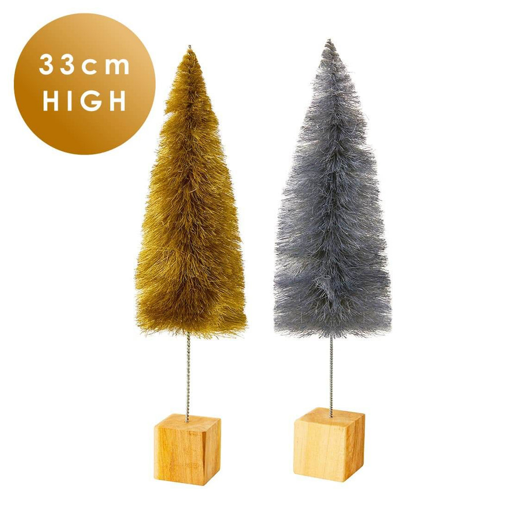 Silver and Gold Bottle Brush Christmas Tree Decorations
