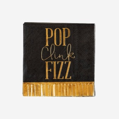 Pop Clink Fizz Fringed Cocktail Napkins