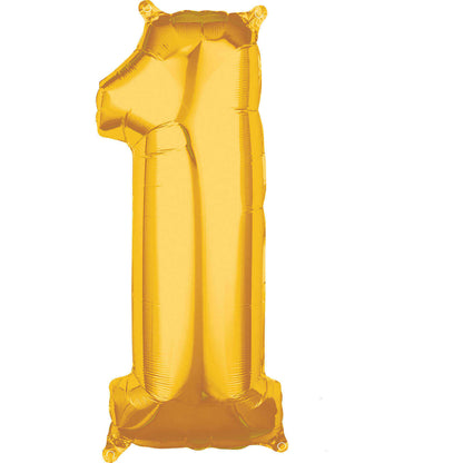 Air Filled 16" Gold Number Balloons