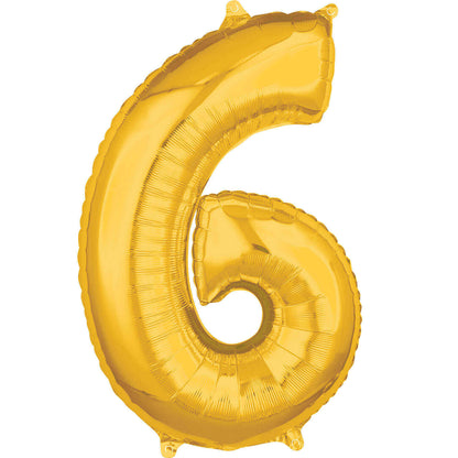 Air Filled 16" Gold Number Balloons