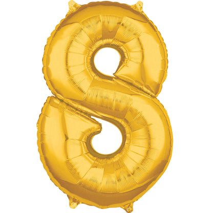 Air Filled 16" Gold Number Balloons