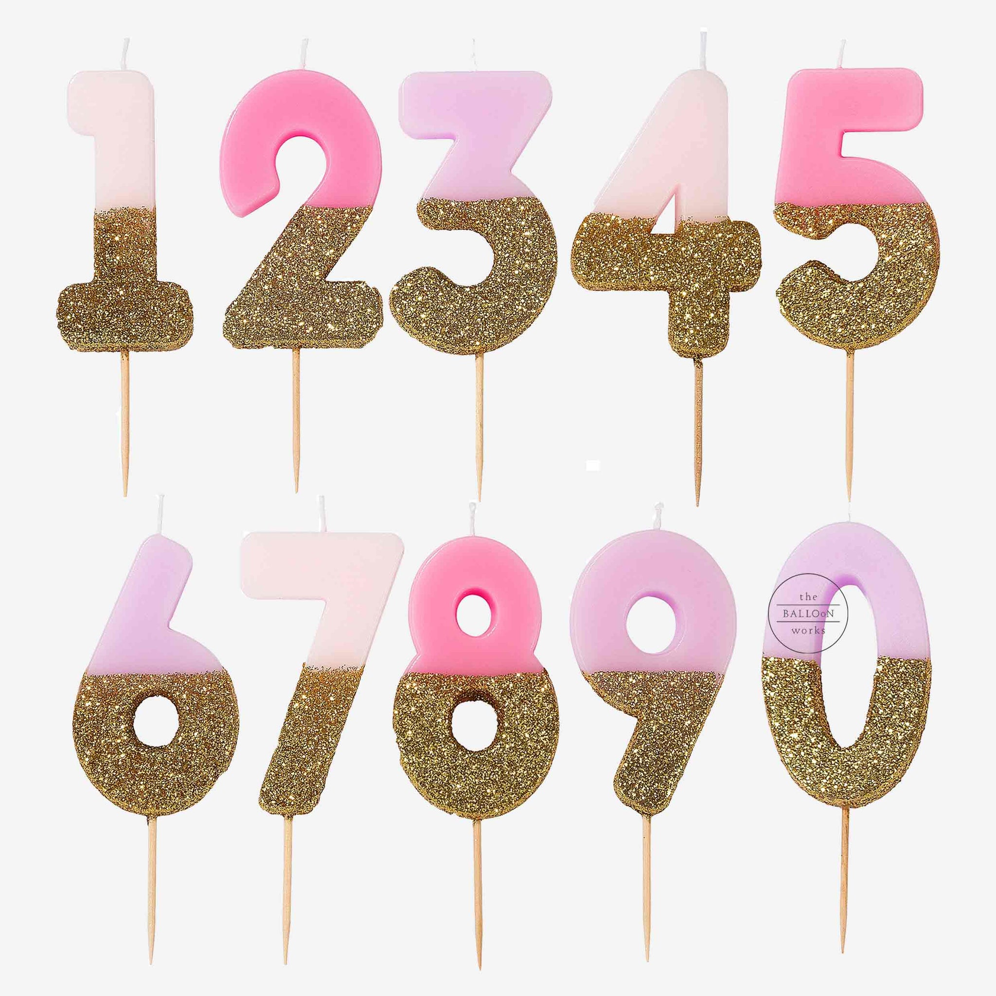 Pink Glitter Number Candles The Balloon Works