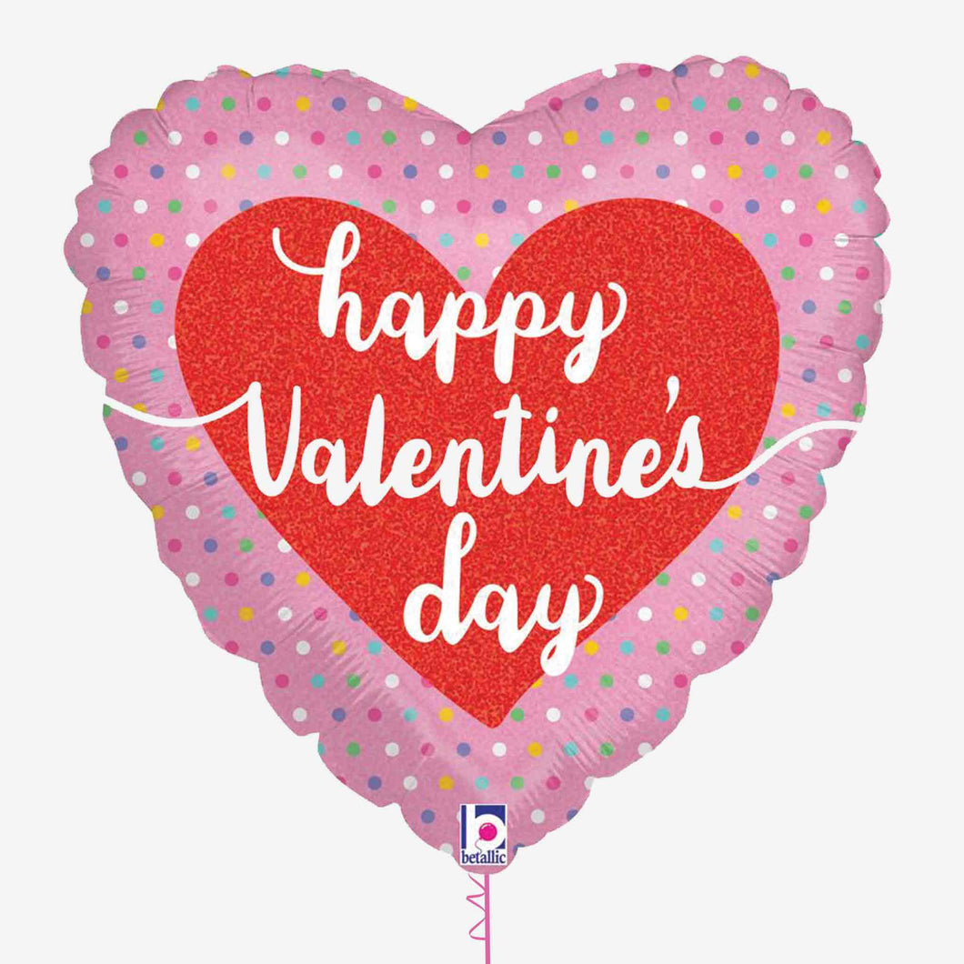 Pastel Dots Valentine Holographic Foil Balloon