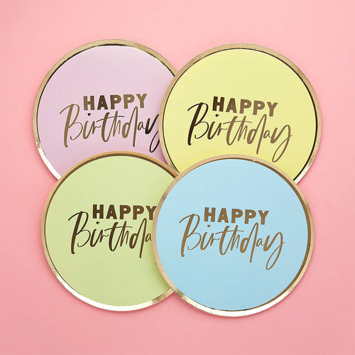 Pastel 'Happy Birthday' Paper Plates