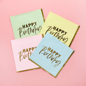 Pastel 'Happy Birthday' Paper Napkins