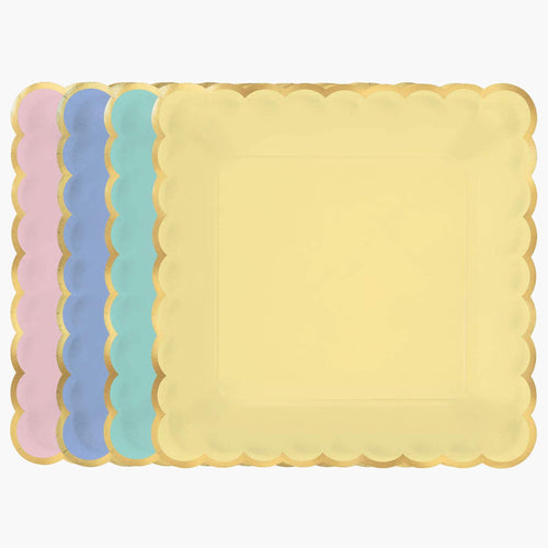 Multicolor Pastel Scalloped Dessert Paper Plates
