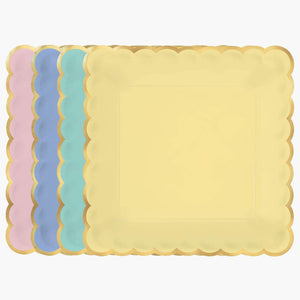 Multicolor Pastel Scalloped Dessert Paper Plates