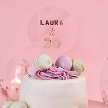 Personalised Name and Age Rose Gold Cake Topper