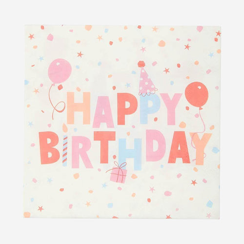 Rose Eco Happy Birthday Napkins