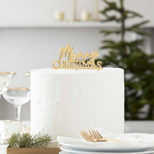 Merry Christmas Gold Acrylic Cake Topper