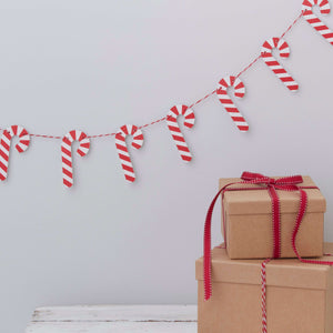 Candy Cane Shaped Wooden Christmas Bunting