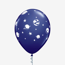 6 Space Themed Latex Balloon blue