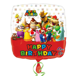 Super Mario Bros Happy Birthday Standard Foil Balloons (Inflated) S60 - 5PC