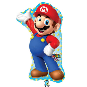 Super Mario SuperShape Foil Balloons (Inflated) 22"/55cm w x 33"/83cm h P38 - 5 PC