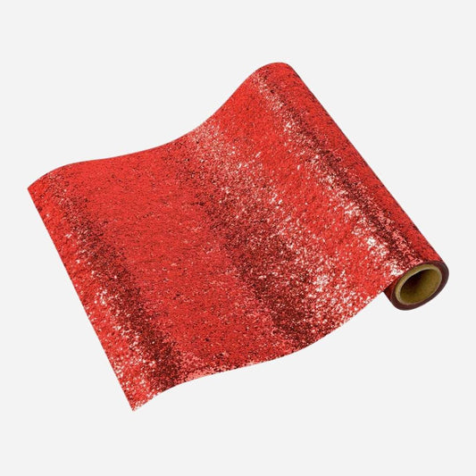 Luxe Red Glitter Table Runner