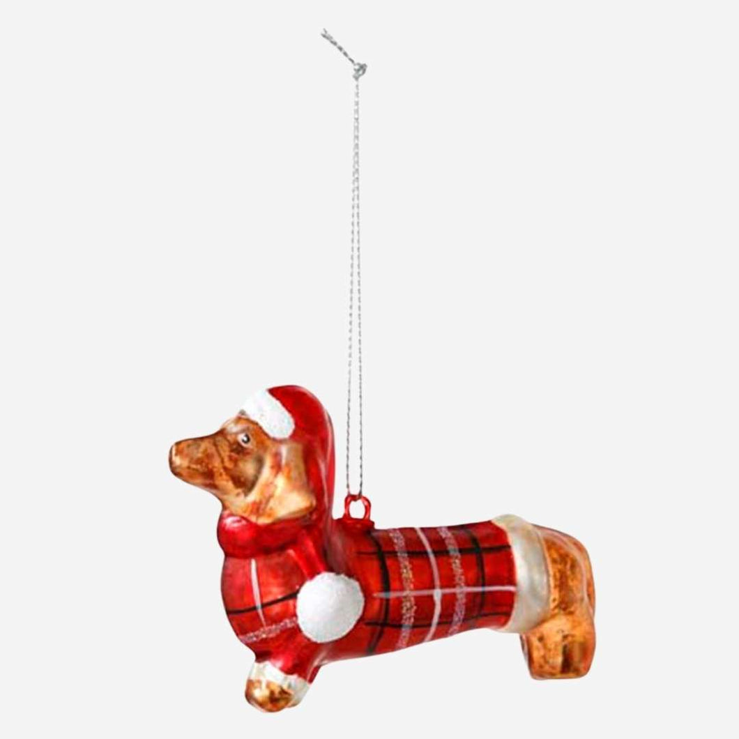 Sausage Dog Glass Tree Decoration