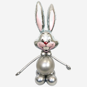 Adorable Silver Easter Bunny Inflated