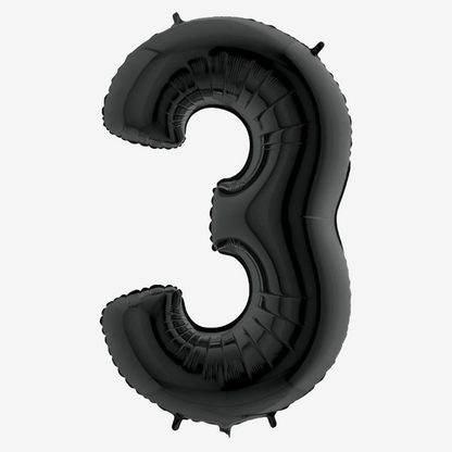 Black Inflated Foil Number Balloons
