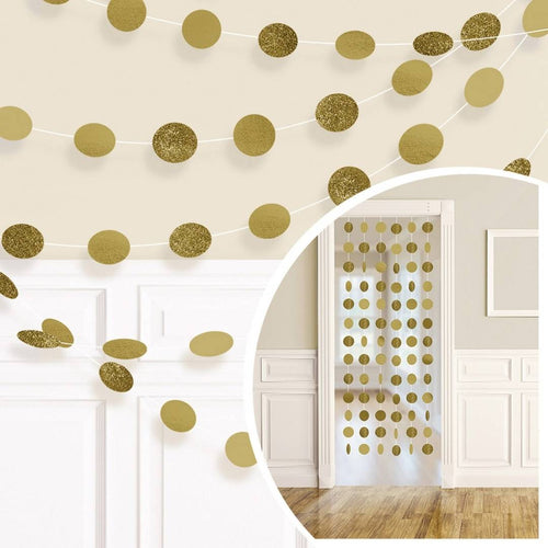 Gold Glitter String Dot Garland